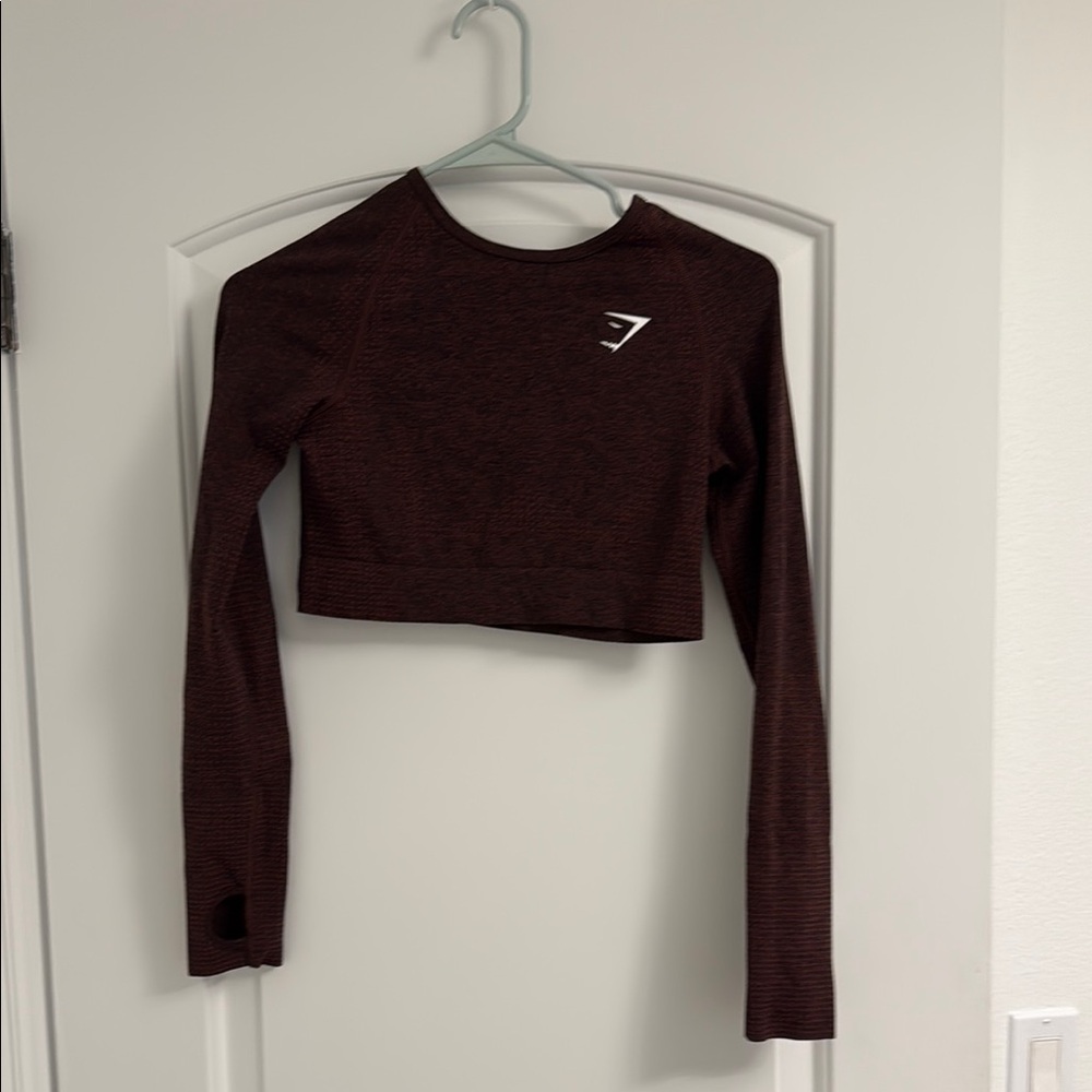 Gymshark Red Fitted Crop Top with Crew Neckline